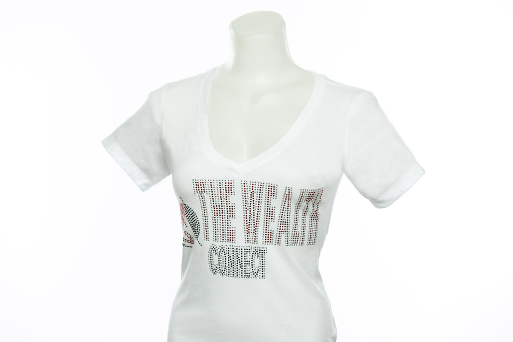 The Wealth Connect - White Rhinestone T Shirt